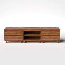 Load image into Gallery viewer, Stava Modular Credenza System | Solid Walnut/Teak/Oak Wood (2x3) | 8 Feet Length