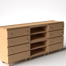 Load image into Gallery viewer, Stava Modular Credenza System | Solid Walnut/Teak/Oak Wood (4x3) | 8 Feet Length