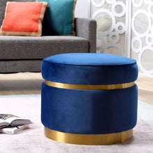 Load image into Gallery viewer, Petal Round Ottoman In Velvet Fabric