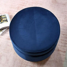 Load image into Gallery viewer, Petal Round Ottoman In Velvet Fabric