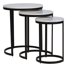 Load image into Gallery viewer, EthnoGlow Sagra Nesting Marble Side Table Set of 3 in Black Finish