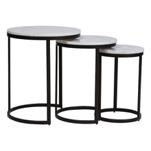 Load image into Gallery viewer, EthnoGlow Sagra Nesting Marble Side Table Set of 3 in Black Finish