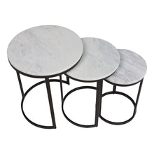 Load image into Gallery viewer, EthnoGlow Sagra Nesting Marble Side Table Set of 3 in Black Finish