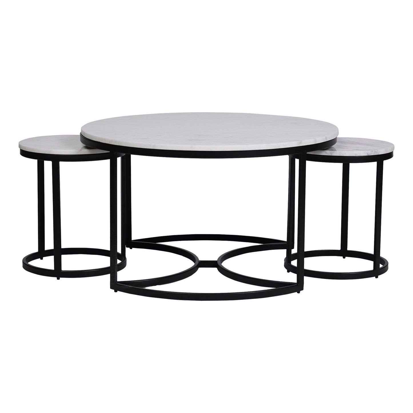 EthnoGlow Keya Marble Top Nesting Coffee Table In Black Finish