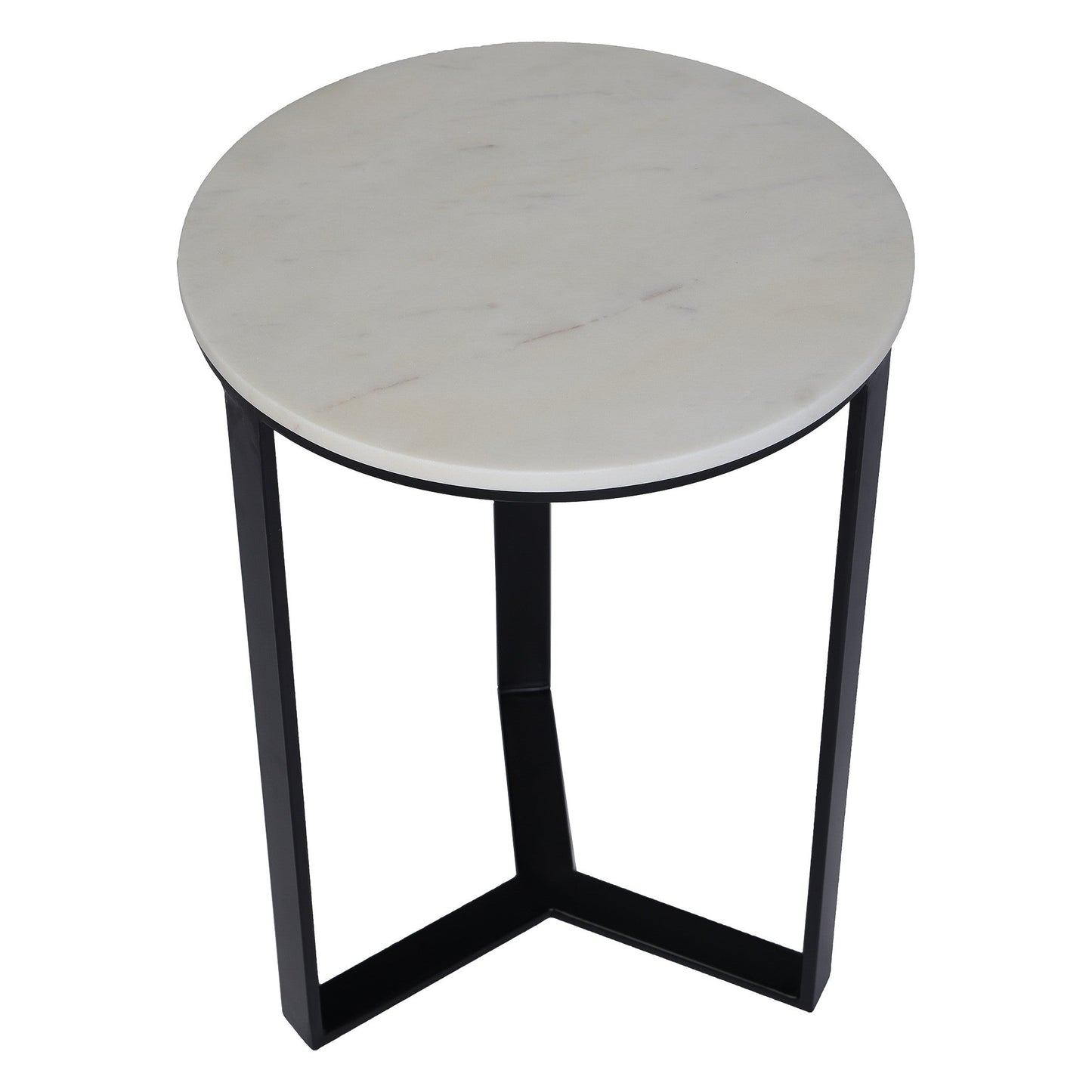 EthnoGlow Kavy Marble Nesting Tables - Set of 2 In Black Finish