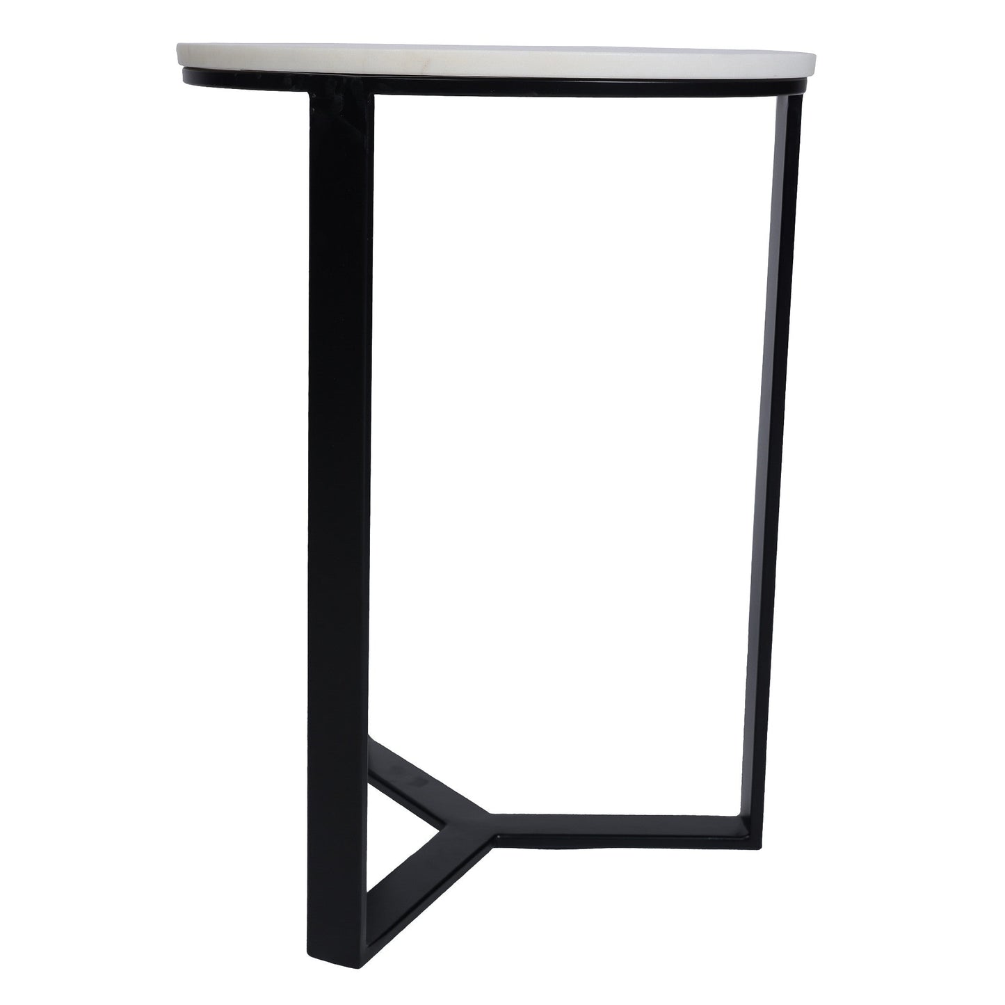 EthnoGlow Kavy Marble Nesting Tables - Set of 2 In Black Finish