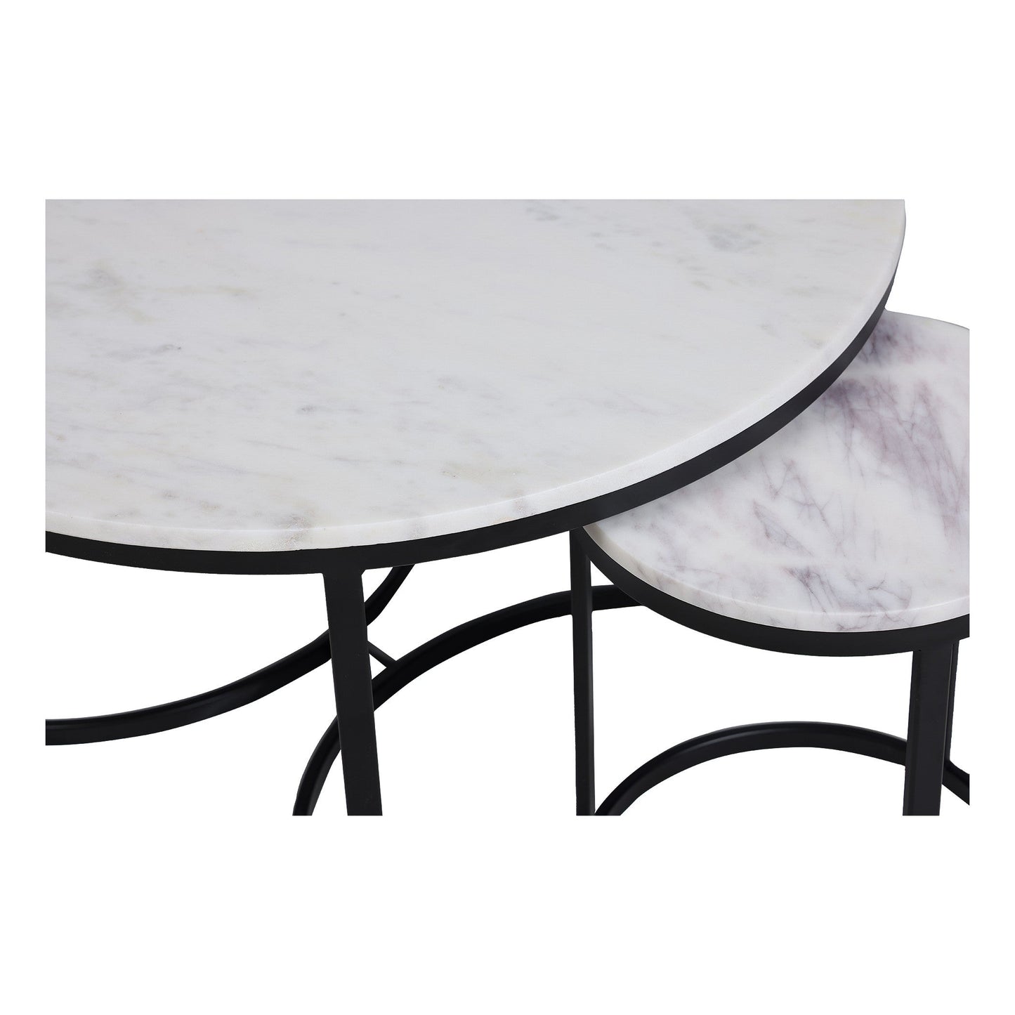 EthnoGlow Keya Marble Top Nesting Coffee Table In Dark Bronze Finish