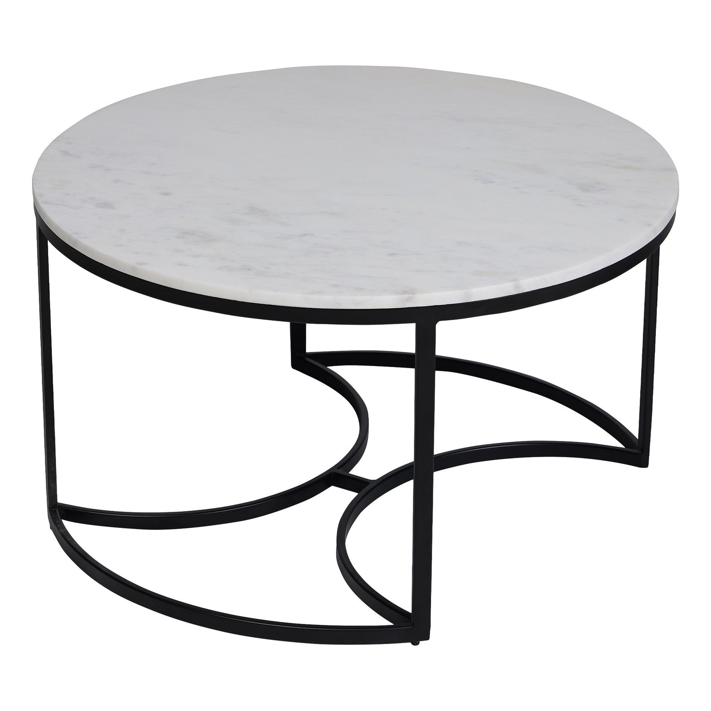 EthnoGlow Keya Marble Top Nesting Coffee Table In Dark Bronze Finish