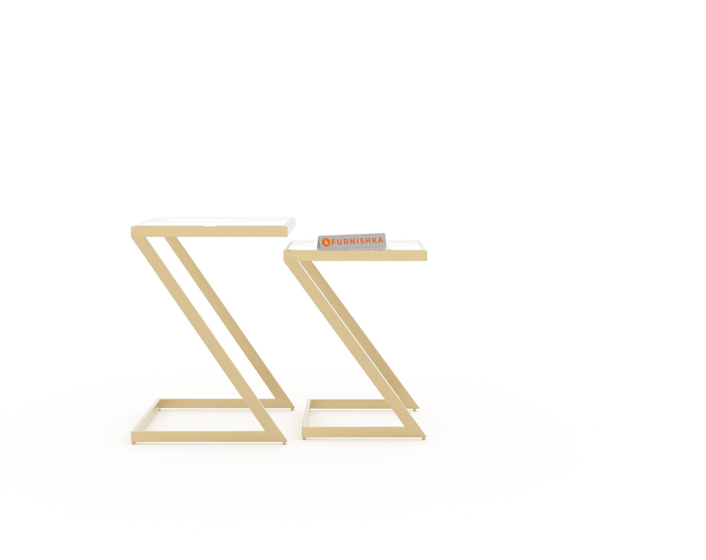 Nowra Glass Nesting Table In Gold Finish (Set Of 2)