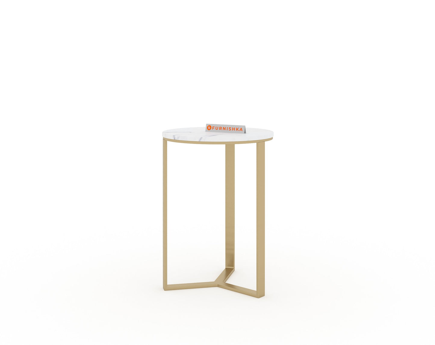 EthnoGlow Kavy Marble Nesting Table - Set of 2 In Gold Finish