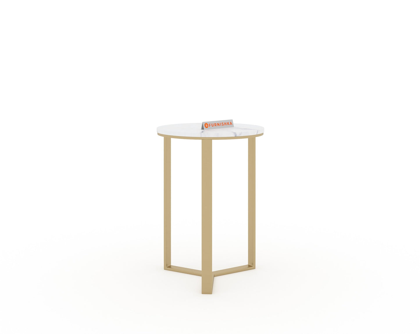 EthnoGlow Kavy Marble Nesting Table - Set of 2 In Gold Finish