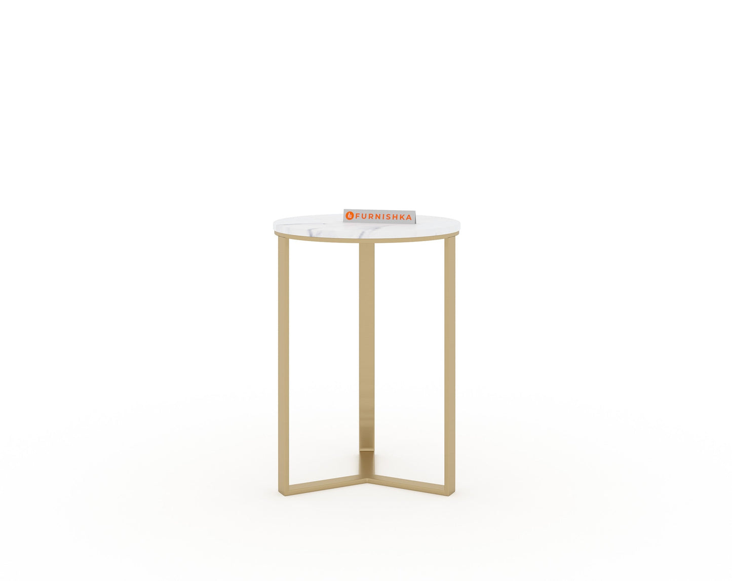 EthnoGlow Kavy Marble Nesting Table - Set of 2 In Gold Finish