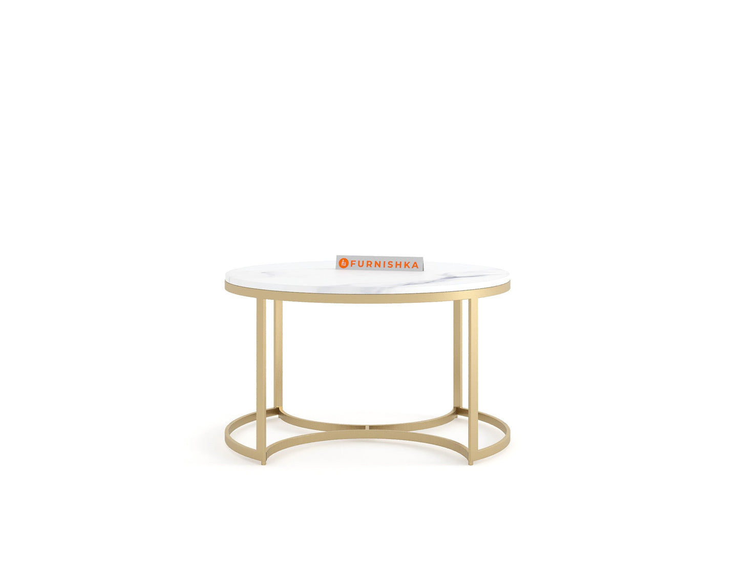 EthnoGlow Keya Marble Top Nesting Coffee Table In Gold Finish