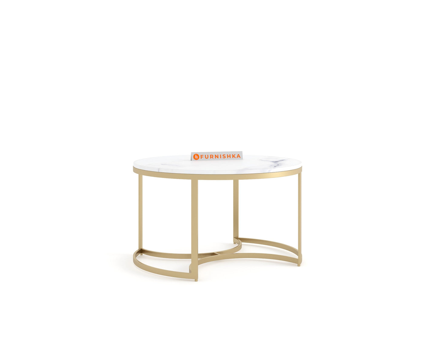 EthnoGlow Keya Marble Top Nesting Coffee Table In Gold Finish