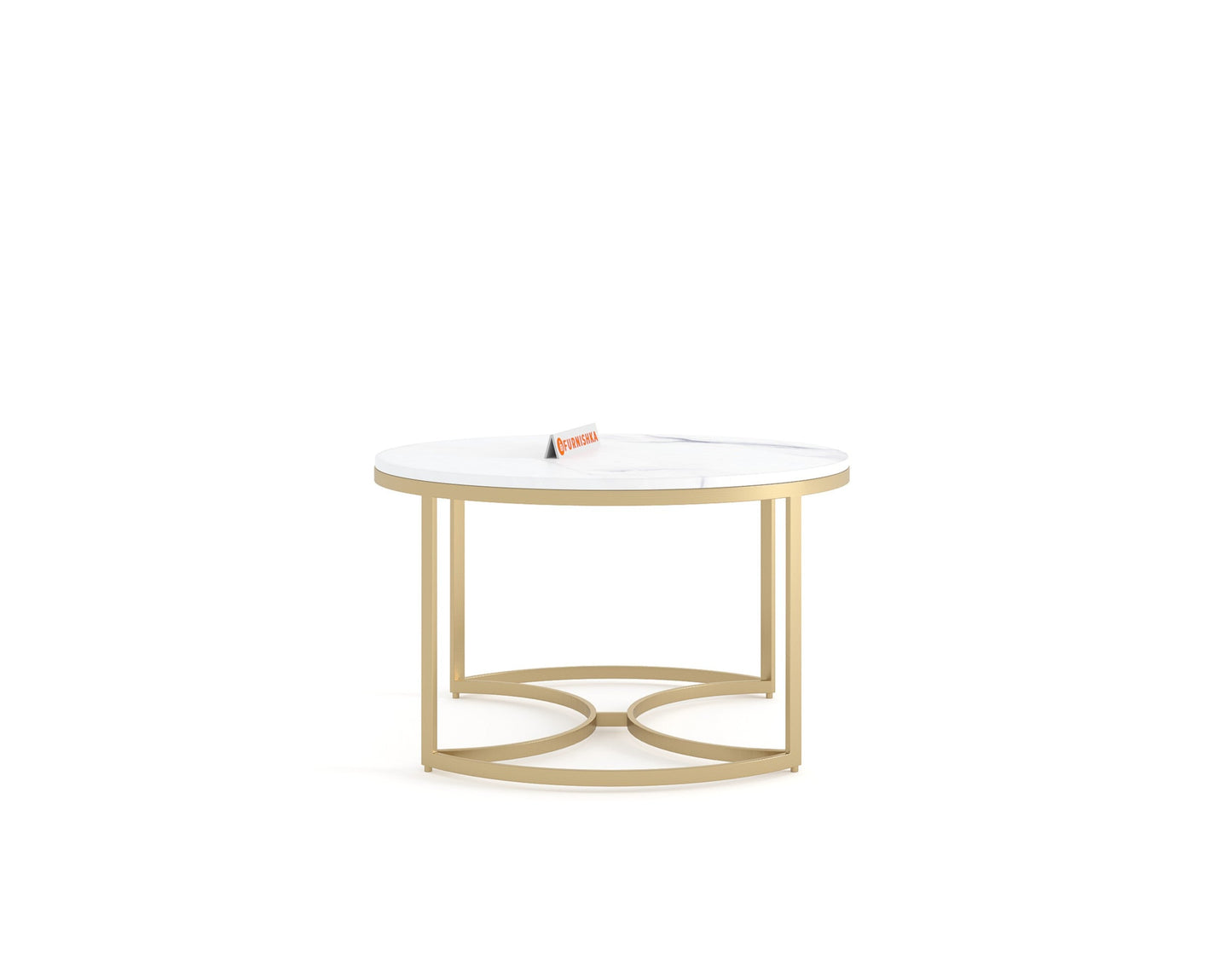 EthnoGlow Keya Marble Top Nesting Coffee Table In Gold Finish