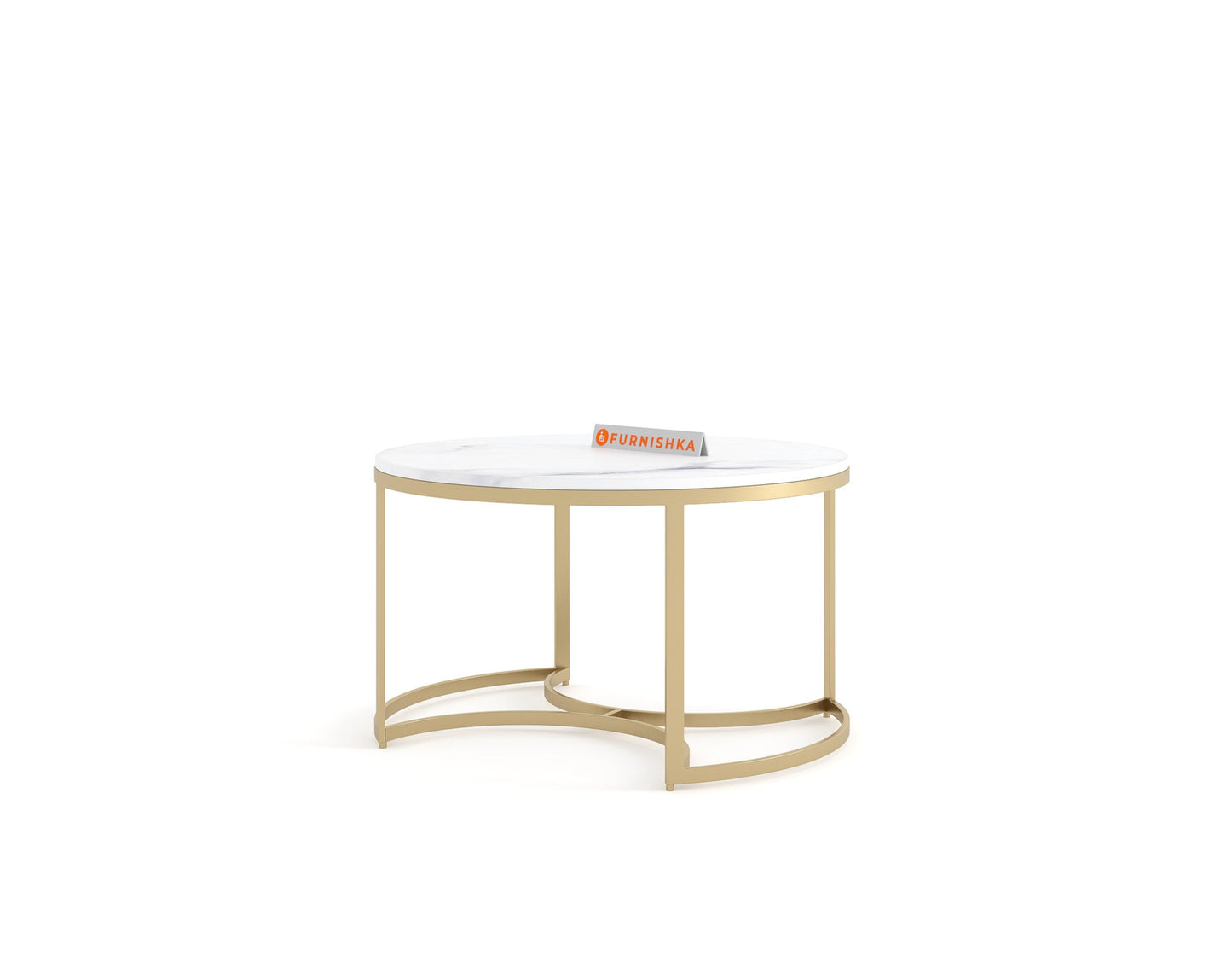 EthnoGlow Keya Marble Top Nesting Coffee Table In Gold Finish