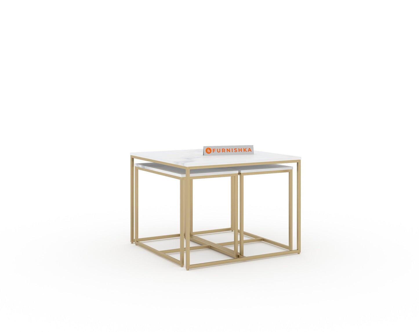 Arina Marble Nesting Coffee Table In Gold Finish
