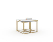 Load image into Gallery viewer, Arina Marble Nesting Coffee Table In Gold Finish