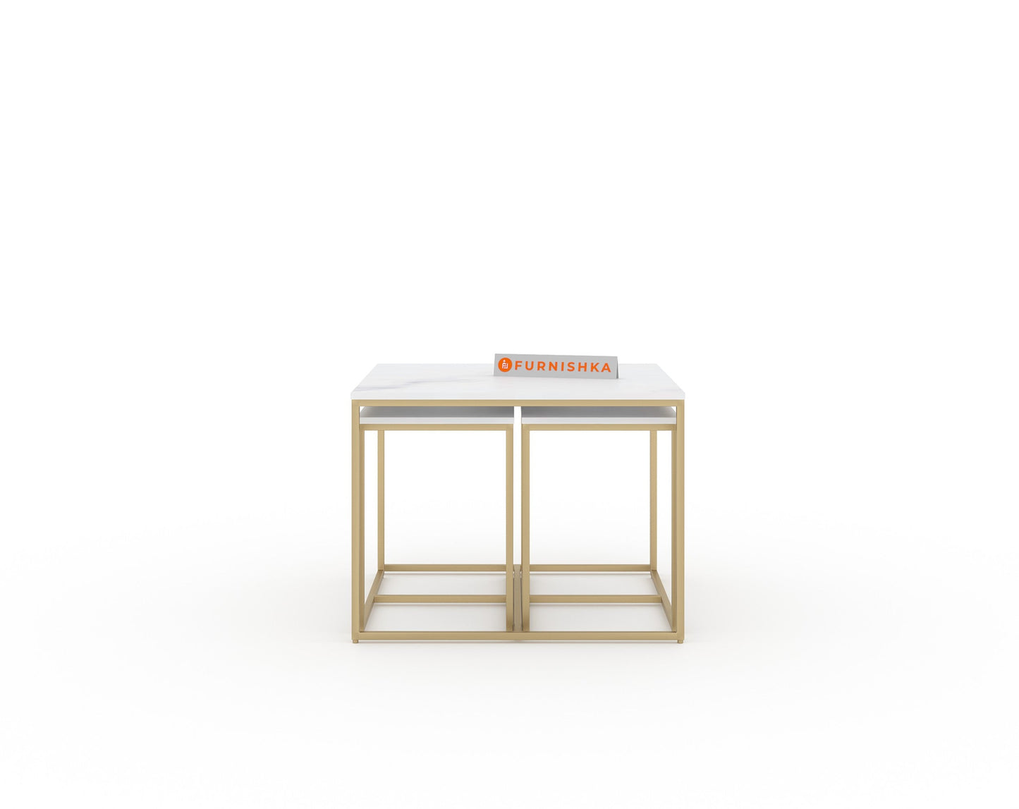 Arina Marble Nesting Coffee Table In Gold Finish