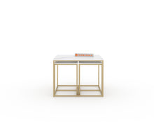 Load image into Gallery viewer, Arina Marble Nesting Coffee Table In Gold Finish