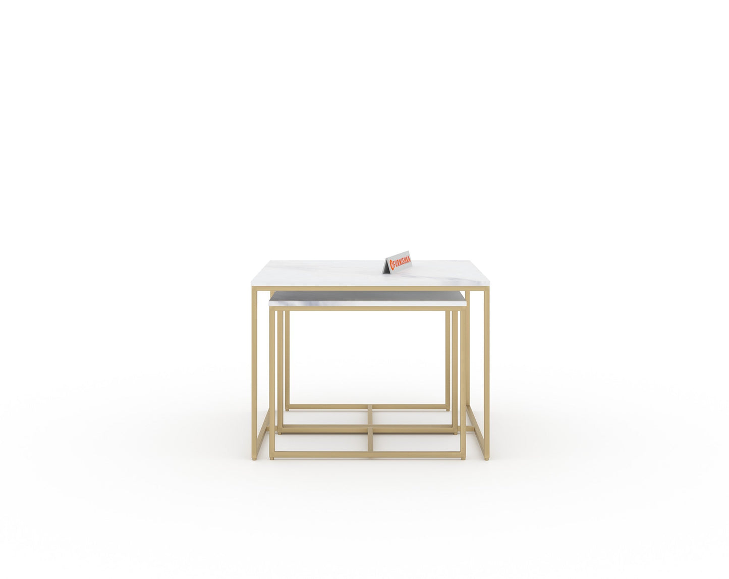 Arina Marble Nesting Coffee Table In Gold Finish