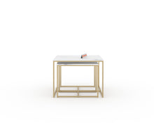 Load image into Gallery viewer, Arina Marble Nesting Coffee Table In Gold Finish