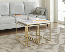 Load image into Gallery viewer, Arina Marble Nesting Coffee Table In Gold Finish