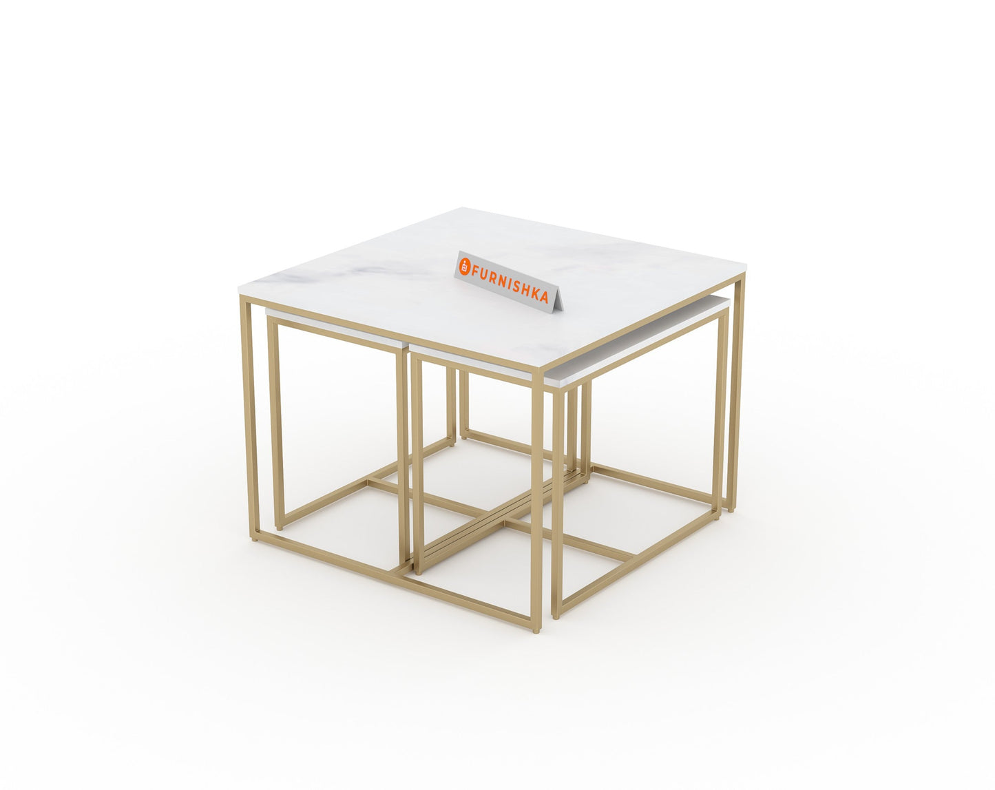 Arina Marble Nesting Coffee Table In Gold Finish