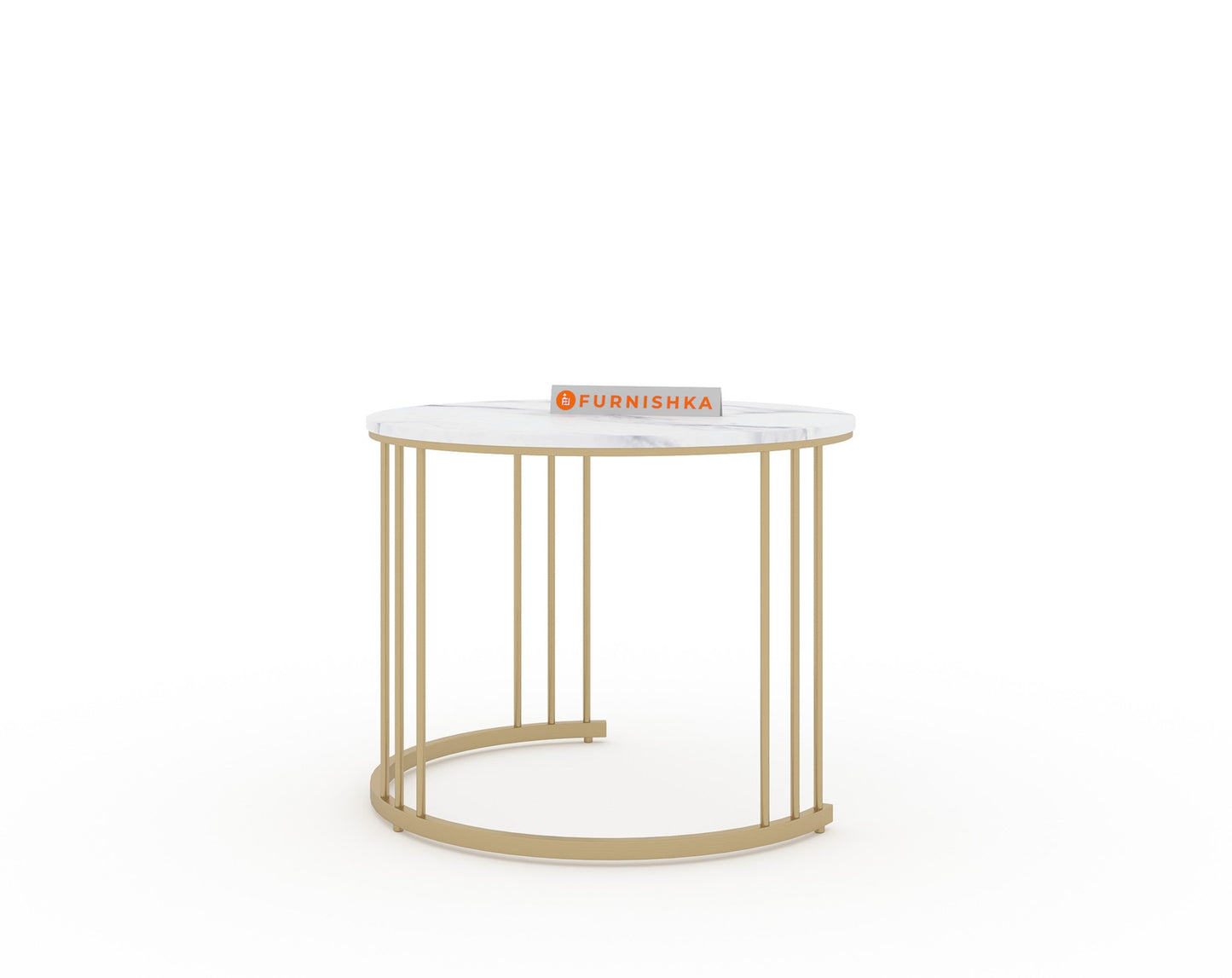 Yular Real Marble Nesting Table In Gold Finish