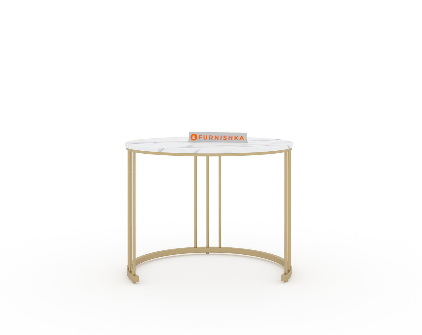 Yular Real Marble Nesting Table In Gold Finish