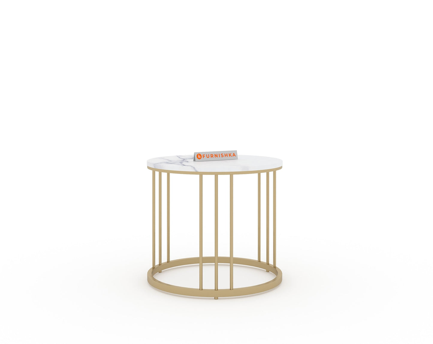 Yular Real Marble Nesting Table In Gold Finish