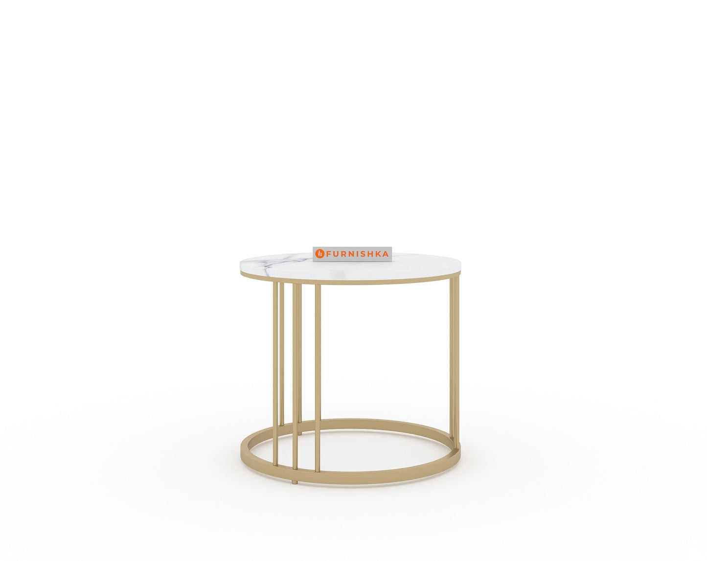 Yular Real Marble Nesting Table In Gold Finish