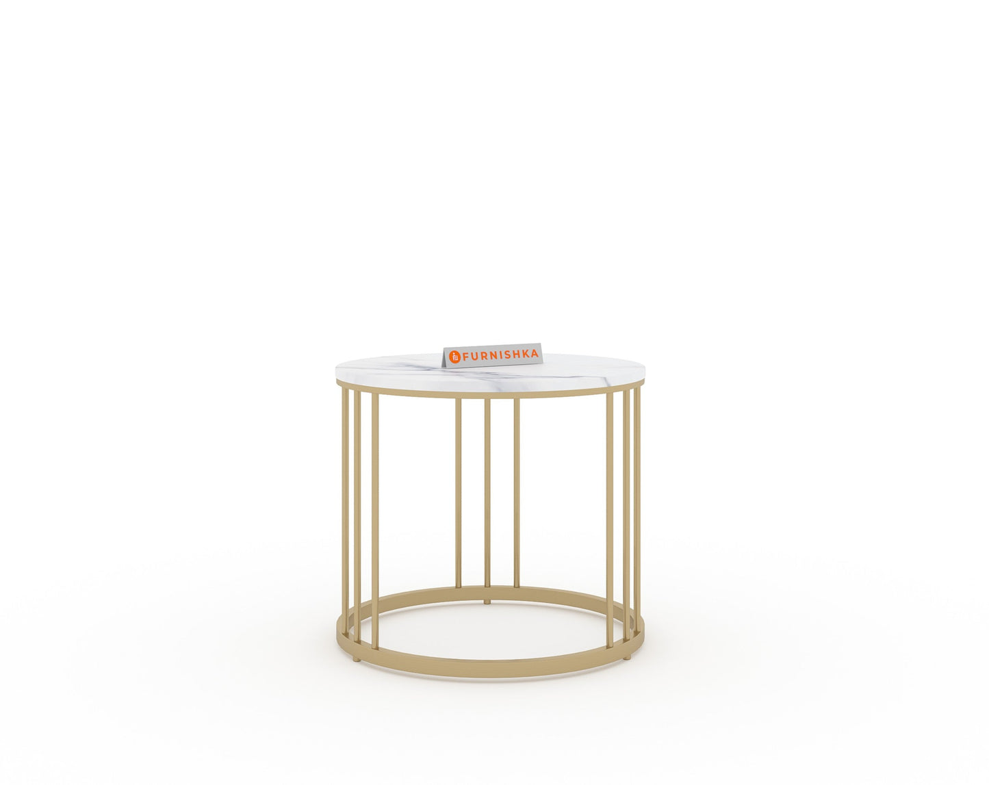 Yular Real Marble Nesting Table In Gold Finish