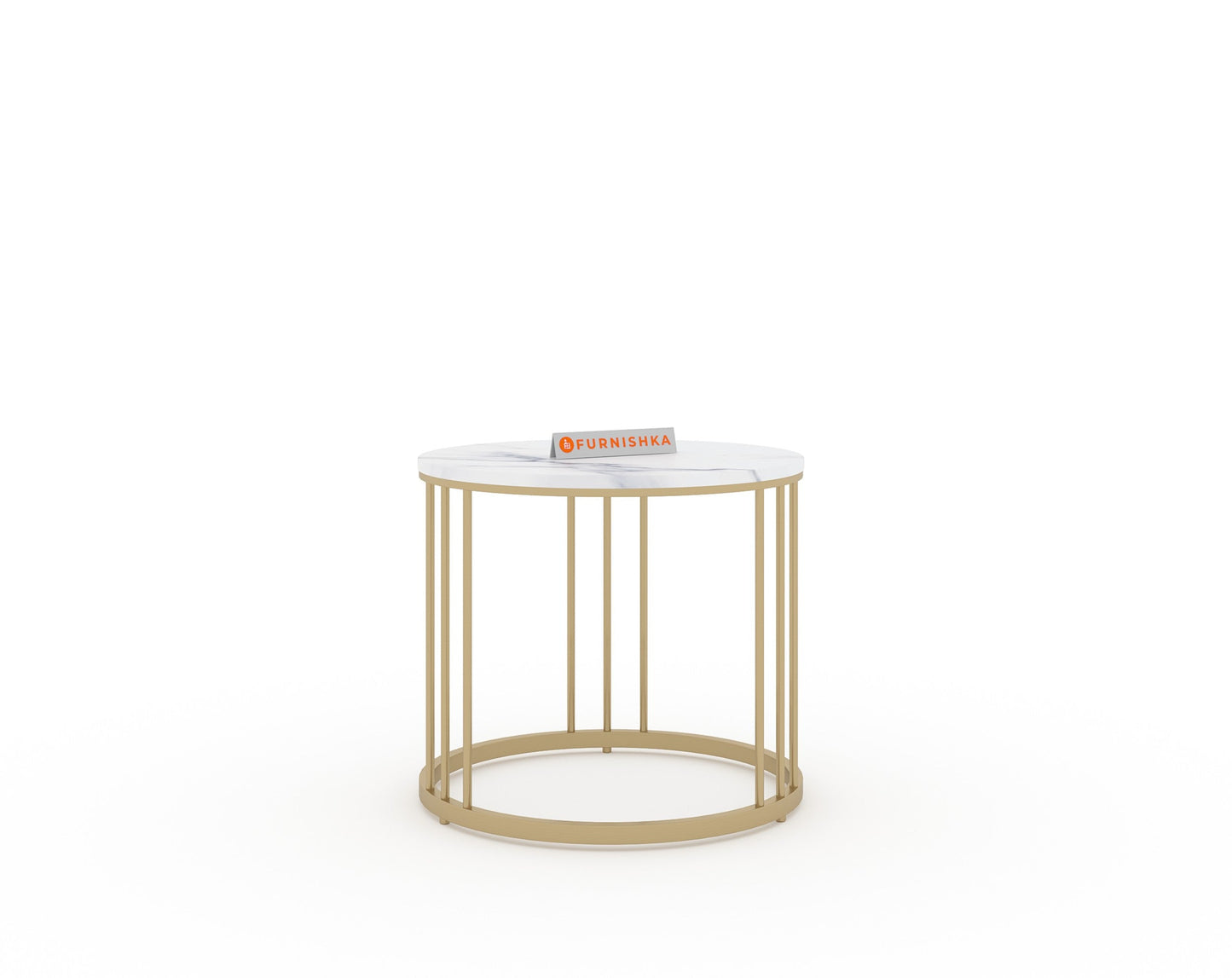Yular Real Marble Nesting Table In Gold Finish