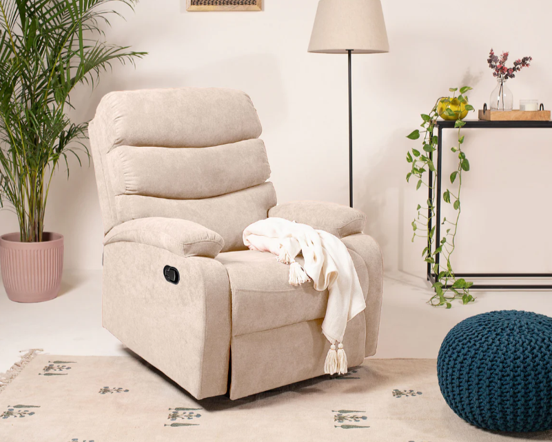 Abiza 1 Seater Cream Rotation Manual Recliner