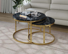 Load image into Gallery viewer, Arcus Nesting Coffee Table with Black Engineered Marble Top