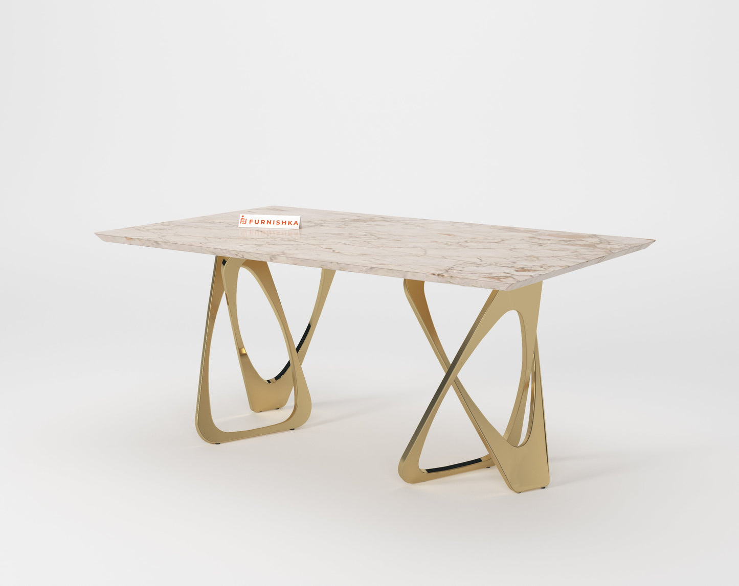 Dolce 6 Seater Dining Table - Rosso Brescia Marble Top