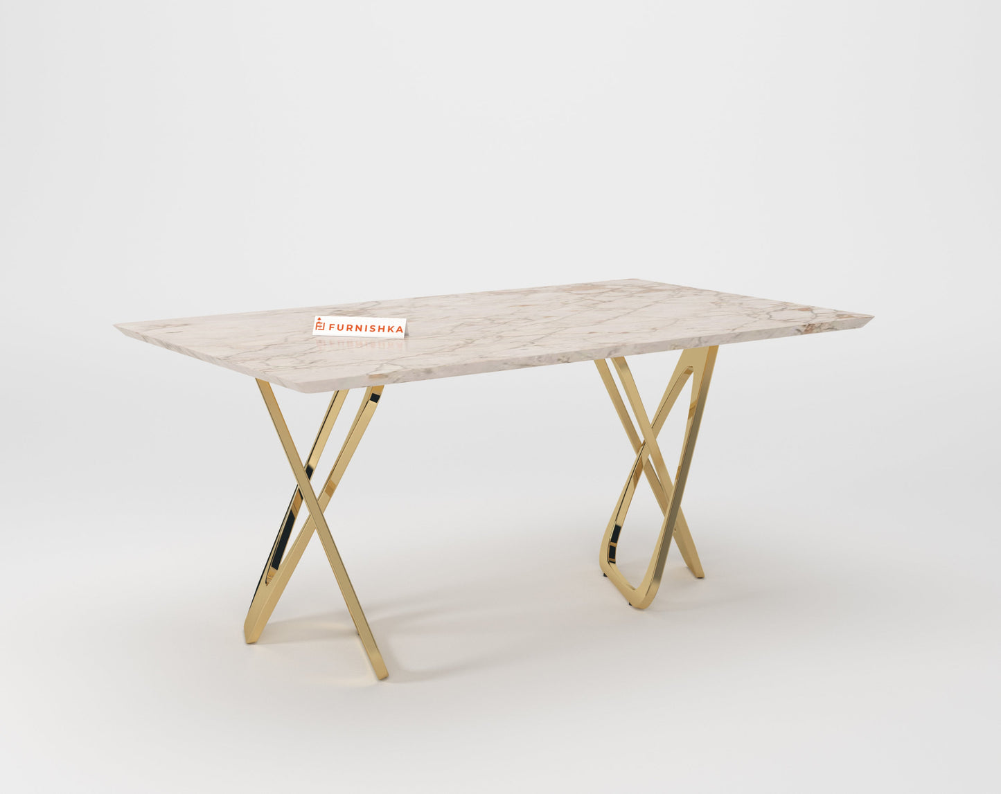 Dolce 6 Seater Dining Table - Rosso Brescia Marble Top