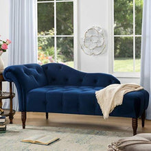 Load image into Gallery viewer, Elle Chesterfield Suede Lounger in Blue Color