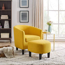 Load image into Gallery viewer, Woodster Langley Single Seater Accent Chair with Footstool Ottoman in Yellow