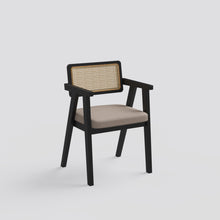 Load image into Gallery viewer, Bob Rattan Chair - Set of Two - Black on Sheesham and Fur Beige Seats