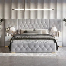 Load image into Gallery viewer, Casper Luxury Upholstered Bed With Manual Storage & Side Tables In Suede