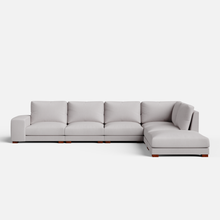 Load image into Gallery viewer, Derek modular right arm 5 seater sofa with ottoman - 127.5" | 61.6" Left chaise with 34" Ottoman