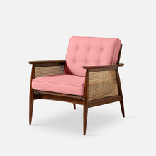 Load image into Gallery viewer, Elector Accent Chair Rattan Weave, Mahogany Sheesham Finished in Watermellon Red Fabric