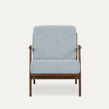 Load image into Gallery viewer, Fermi Accent Chair Luxury in Walnut Sheesham and Hydrangea Blue