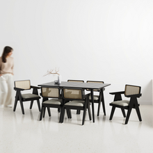 Load image into Gallery viewer, Helena-Pierre Black Dining Table Set - 6 Seater/150 cm