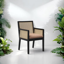 Load image into Gallery viewer, Kipling Upholstered Rattan Chair in Black Matte Finish