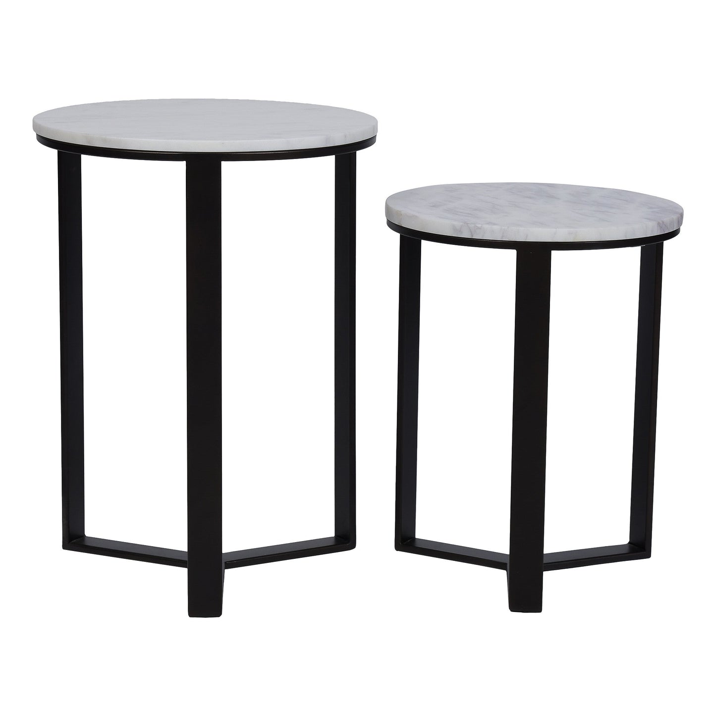 EthnoGlow Kavy Marble Nesting Table - Set of 2 In Dark Bronze Finish