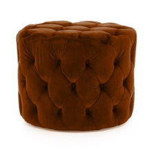 Load image into Gallery viewer, Blissful Bubble Round Ottoman In Velvet Fabric