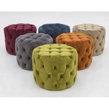 Load image into Gallery viewer, Blissful Bubble Round Ottoman In Velvet Fabric